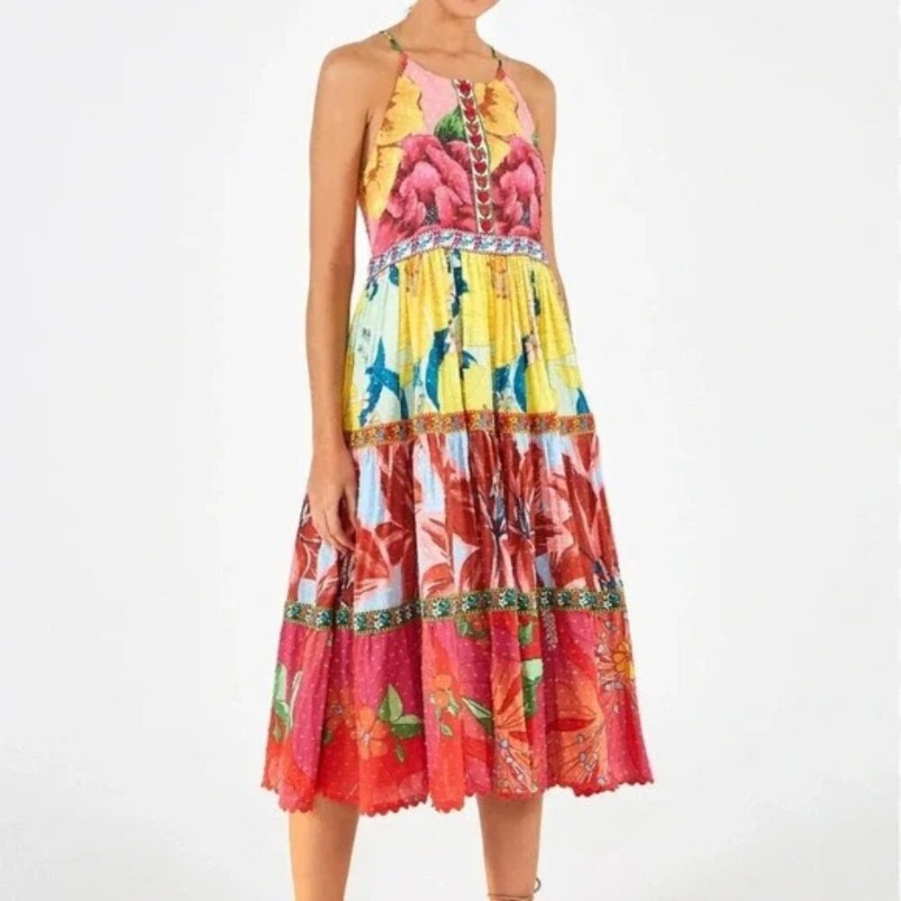 Farm Rio Mixed Garden Midi Dress Size Large NWT